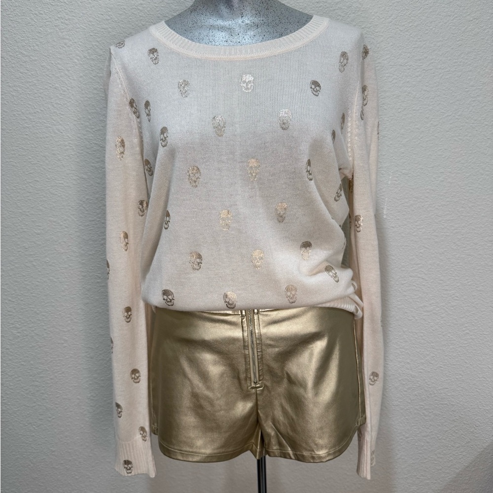 Saks Fifth Avenue Cream Skull Print Sweater